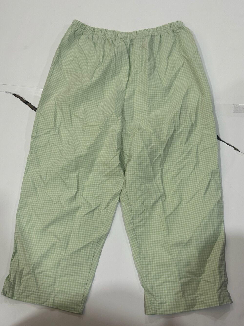 Vintage AW Sport Petite Green Checkered Pull On Pants Size L